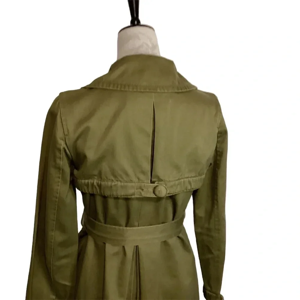 DKNY Jacket Trench Jacket Military/Utility Olive Green Double Breasted Womens XS